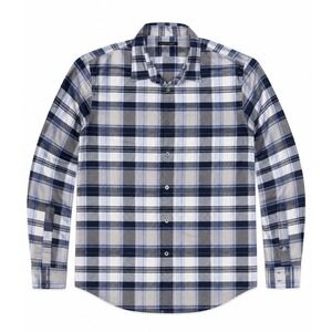 John Varvatos USA Mens XL Blue Grey Plaid Cotton Button Down Shirt